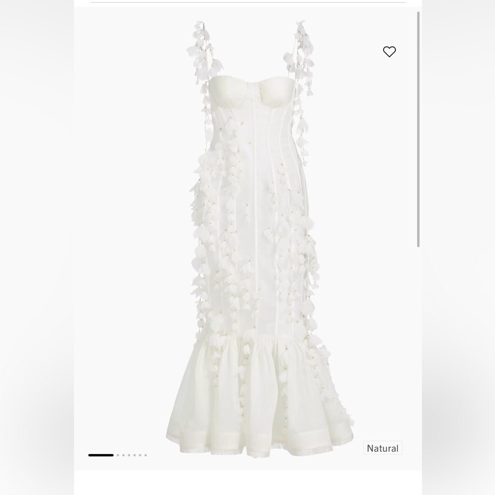 Zimmermann Petal Appliqué Linen-Silk Corset Gown